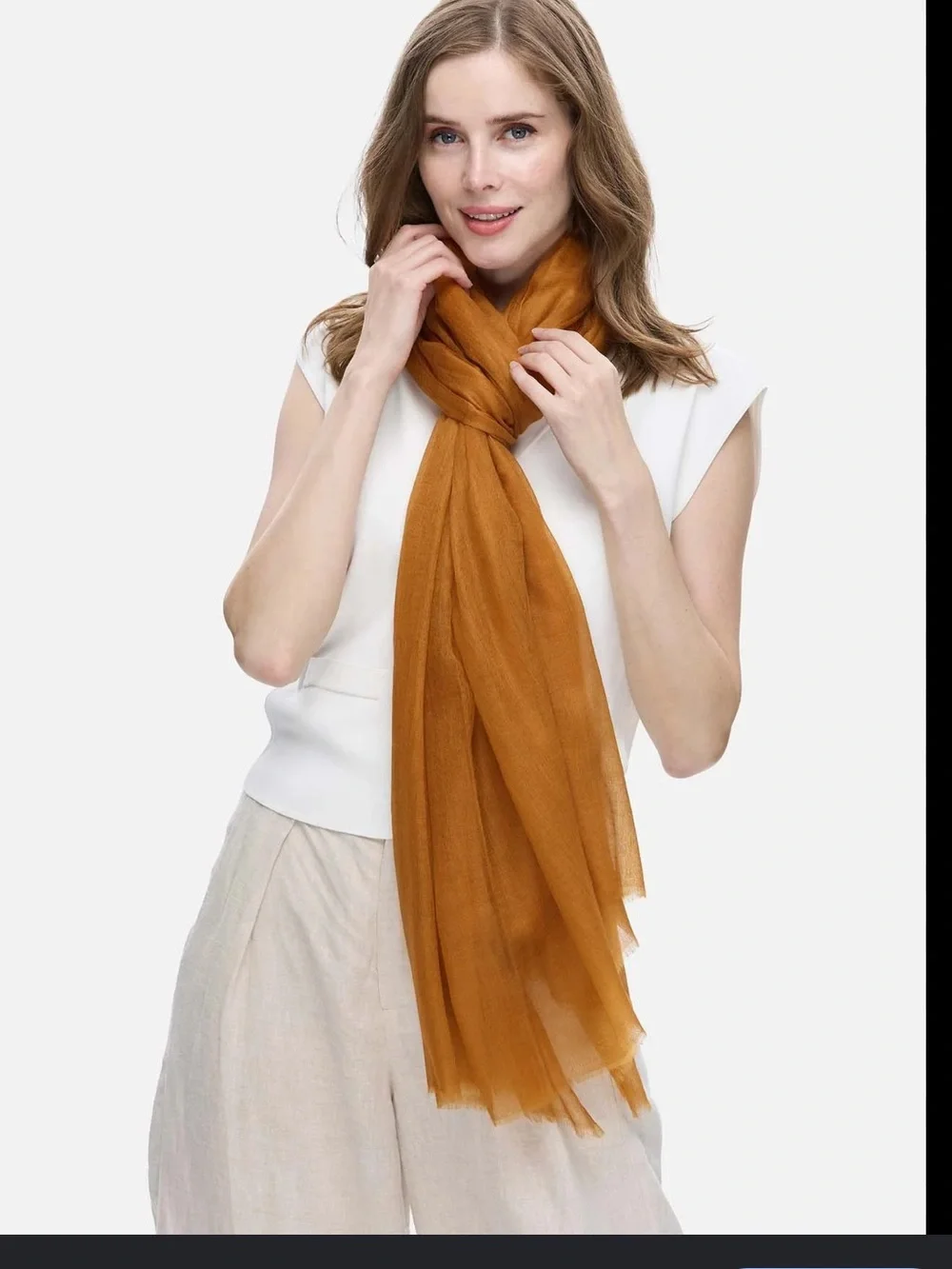Zara Rust Orange Lightweight Scarf